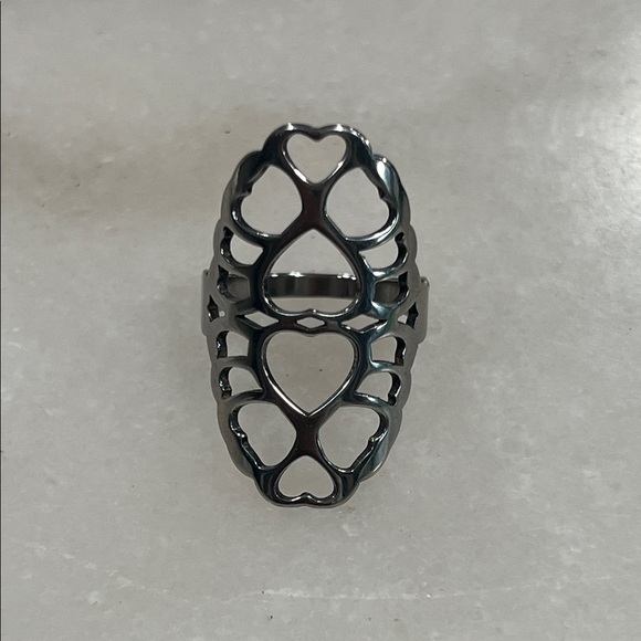Chic Silver Heart Pattern Ring - Picture 9 of 9